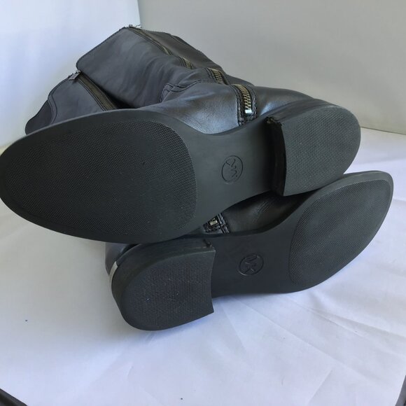 Michael Kors Dora Black Leather Retro Vintage 90s Stud Moto Knee Boots Size 9M - Picture 9 of 11